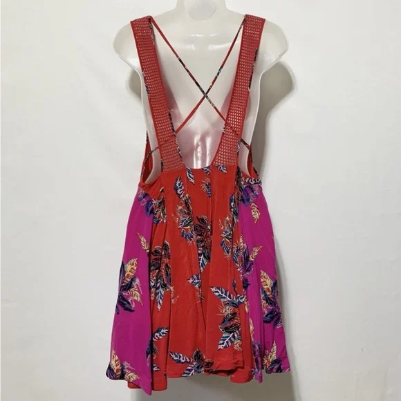 FREE PEOPLE Thought I was dreaming criss cross mini floral dress large - Picture 12 of 13